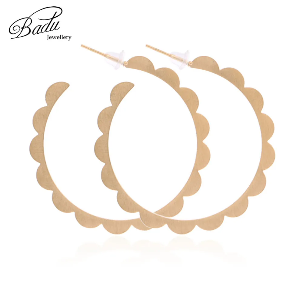 

Badu Gold Hoop Earring Big Size for Women Punk Style Wave Shape Round Earrings Exaggerated Party Jewelry Dropshipping