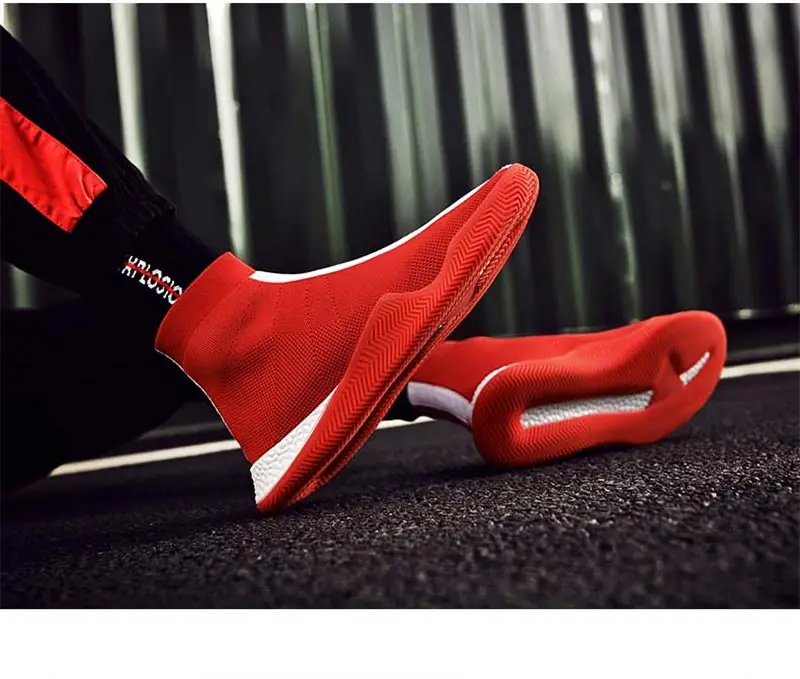 Высокие носки без шнуровки, кроссовки, мужские кроссовки для бега, Спортивная мужская обувь, красная спортивная обувь, Zapatos De Hombre, спортивная обувь, C-226 для ходьбы