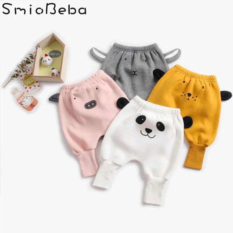 

Ins Autumn 2018 Girl Pants New Baby's Big PP Warm Velvet Thickening Trousers Child Harem Pants Animal Nununu Boy Pants Kids