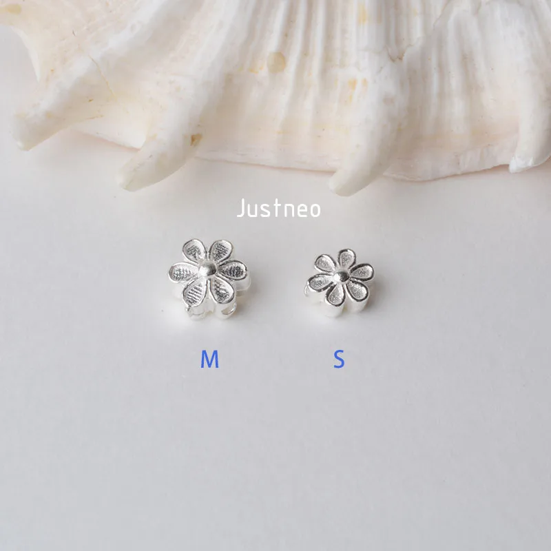 Perles de charme de fleur en argent regardé 925 massif, perles d'espacement pour collier, bracelet, boucle d'oreille, bijoux