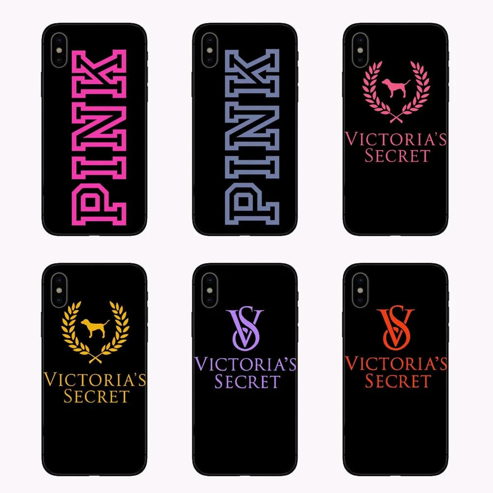 PINK VS Victoria Secret Black Soft silicone TPU Case for iPhone 7 7Plus 8 8Plus X Xs Max XR 5 5s SE 6 6s 6Plus Phone Cover