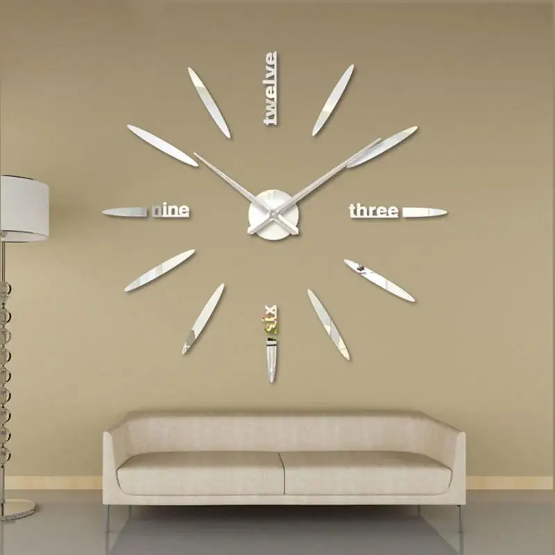 

3D Acrylic Mirror Clock Stickers DIY Home Background Wall Decor Living Room Bedroom Decorative self adhesive Wall Sticker Gifts