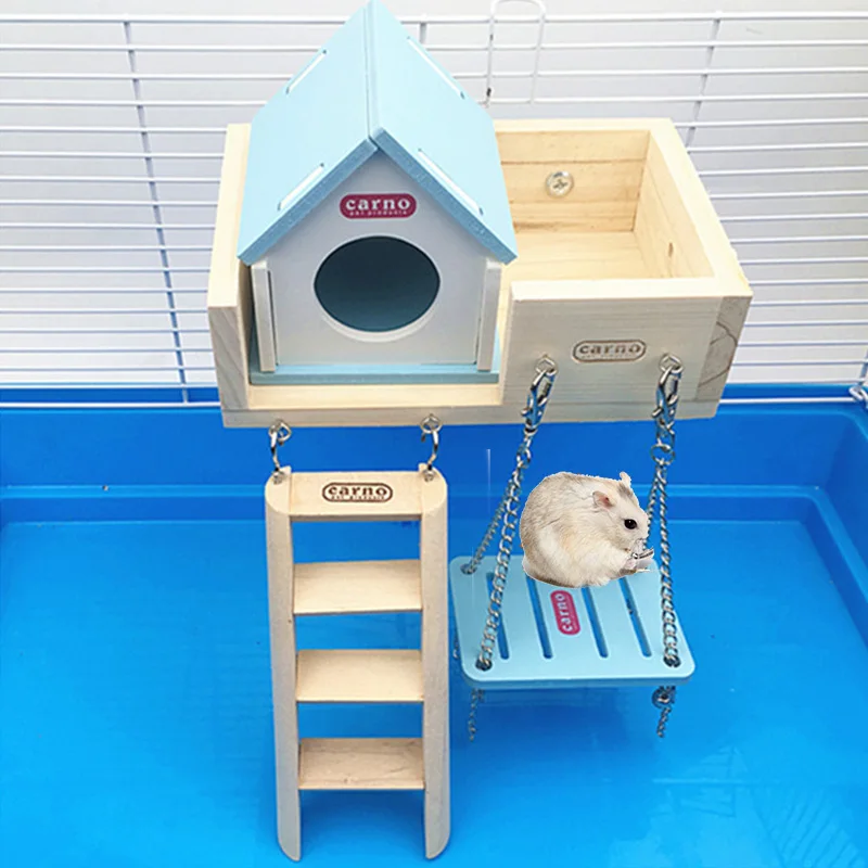 Four PCS Hamster Chinchilla house Bed cage Small Animal wood hamster