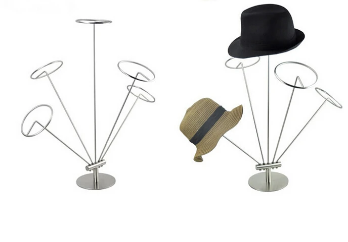 

Silver Metal Hat Display Rack Hat Display Stand Hat Cap Stand Holder garment stainless metal desk hat holder rack top rack