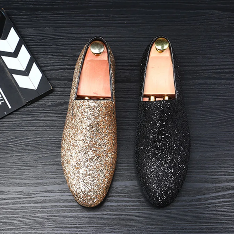 designer shoes men silver gold spiked loafers male rhinestone luxury brand dressing moccasins studded cool flats shoes for men (62)