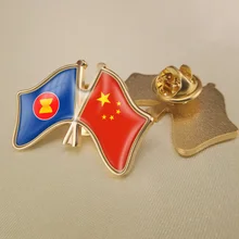 ASEAN Association и Китай Скрещенные двойной флаг дружбы отворот