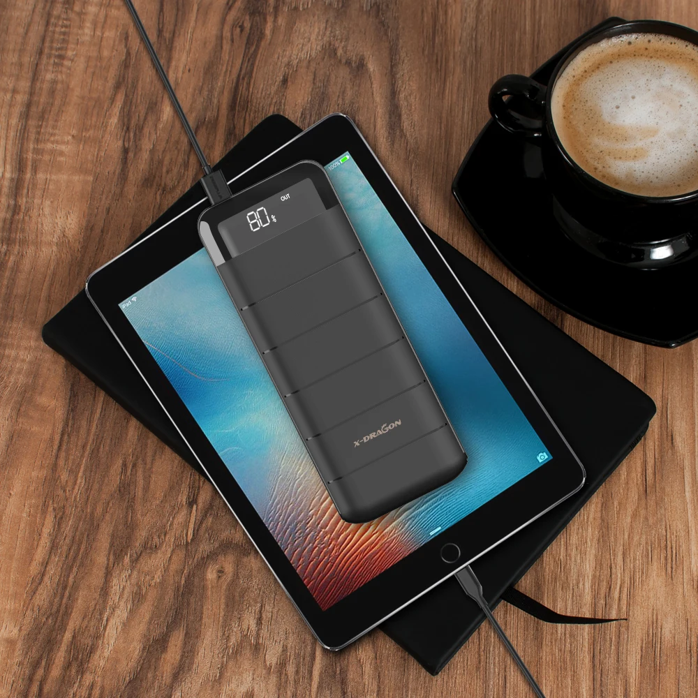 20100mAh Portable Power Bank Charger External Battery with LCD Flashlight with LCD Dual USB Flashlight for Smart Phone