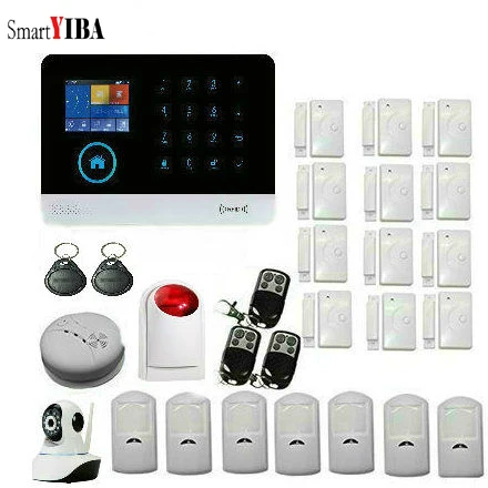 SmartYIBA WIFI Wireless Home Security GSM Alarm System with IOS Android Smoke Alarm Wireless PIR Sensor Motion Detector Alarm цена SmartYIBA WIFI Wireless Home Security GSM Alarm System with IOS Android Smoke Alarm Wireless PIR Sensor Motion Detector Alarm цены онлайн