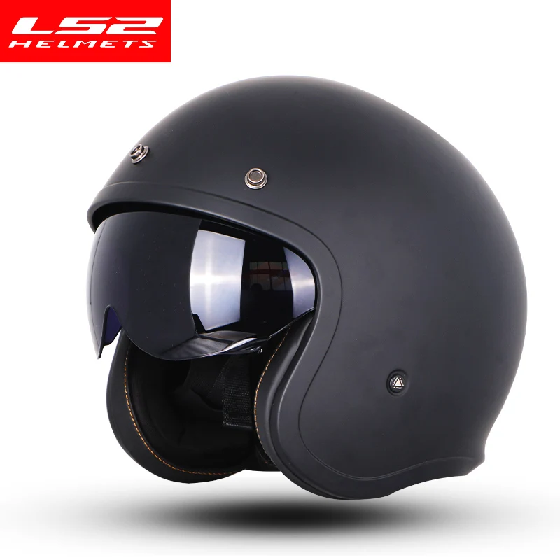 LS2 OF599 Spitfire с открытым лицом винтажный шлем moto rcycle половина 3/4 шлем casco moto винтажный ECE утвержденный размер M-XXXXL - Цвет: Matte black