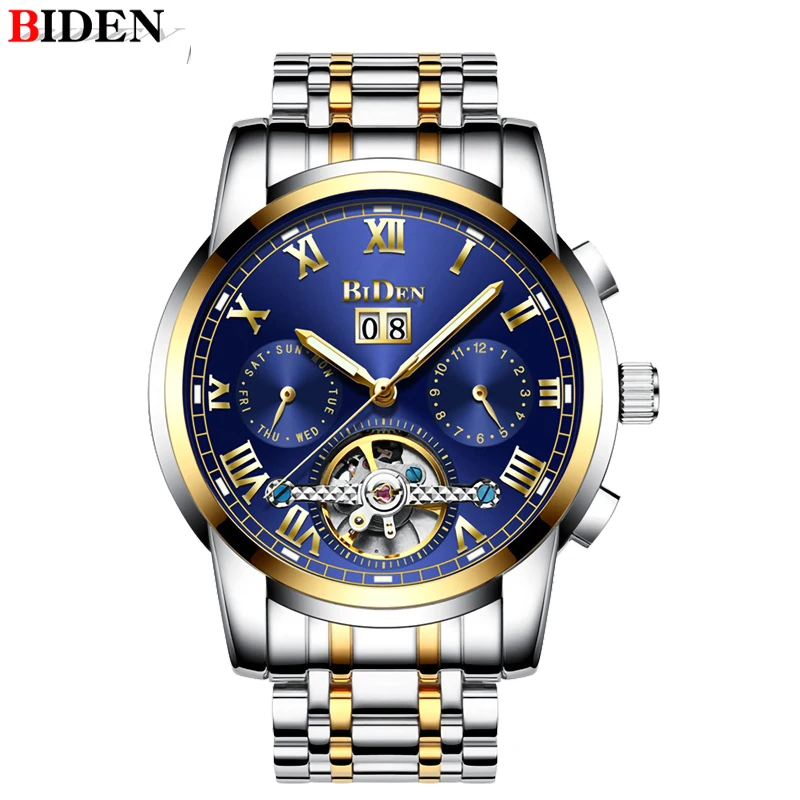 

Fashion Men Quartz Watch Luxury Stainless Steel Waterproof Calendar Wristwatch Men's Business Clock Top Brand BIDEN Reloj Hombre