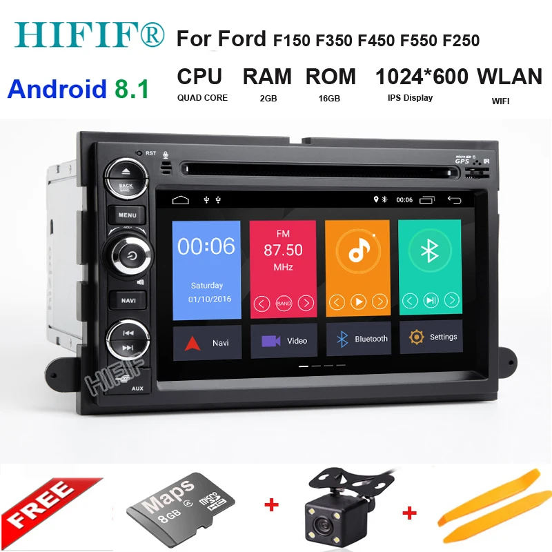 

HD 1024*600 Android8.1 Car DVD GPS Player for Ford F150 EXPEDITION,EDGE,FUSION,EXPLORER WIFI 4G Bluetooth Radio Stereo 2G RAM SD