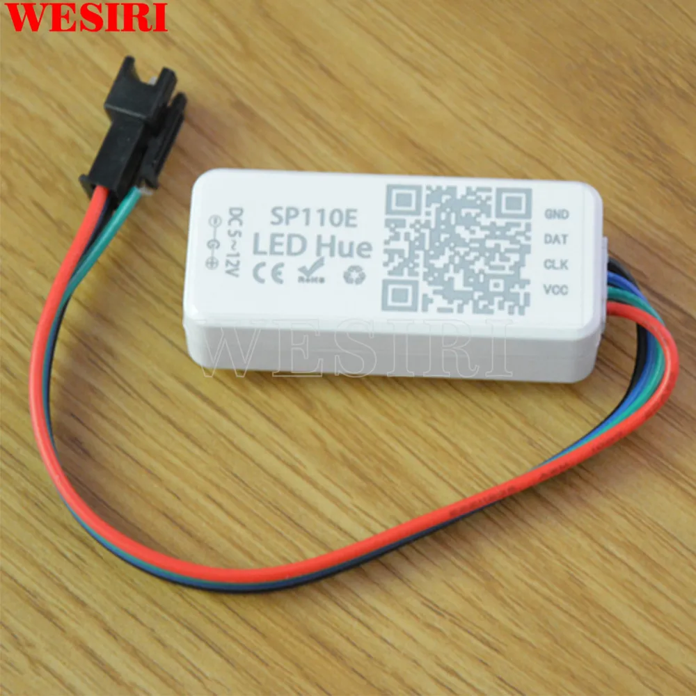 

SP110E Bluetooth Pixel LED Controller Controlled by Smart Phone APP for WS2811 WS2812B SK6812 1903 LED Strip Lights DC5-12V
