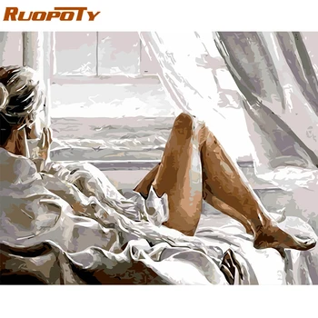 

RUOPOTY Frame Women Figure DIY Painting By Numbers Kits Handpainted Oil Painting Modern Wall Art Picture For Home Decor 40x50cm