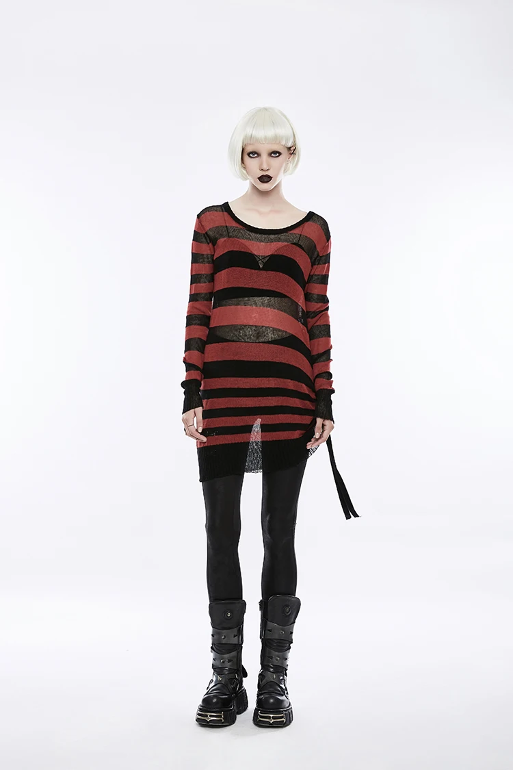 stripe color wide width Girls pullover sweater