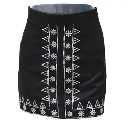 Для женщин Высокая Талия Bodycon цветок тонкий юбка из искусственной замши с кисточками мини юбка-карандаш