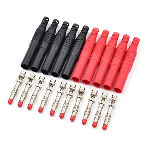 

10pcs Banana Socket Wire Solder DIY Multimeter Test Leads Connectors For 4mm Banana Jack Plug Adapters Red Black