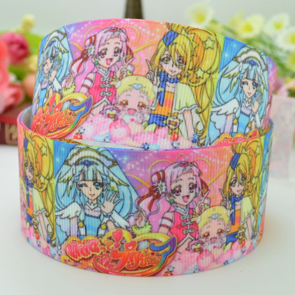 DUWES 1 5 &quot38 мм 2 10 50 ярдов hugtto precure zerochan Pretty Cure Printed grosgrain лента для волос бант ручной
