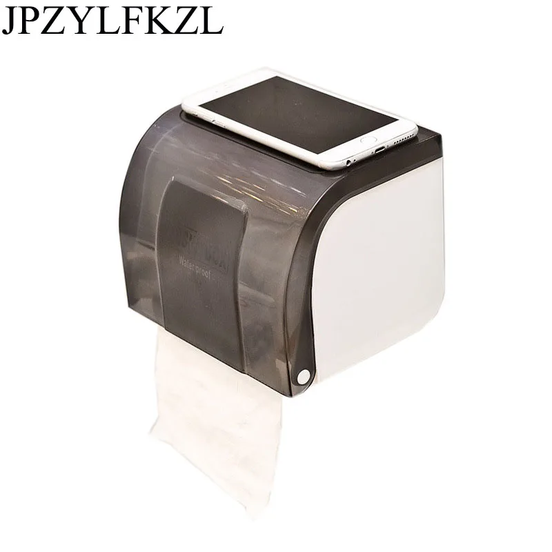 

Home Paste Type Waterproof Paper Towel Box Free Toilet Paper Roll Holder Waterproof Punch Tissue Box Storage Organizer