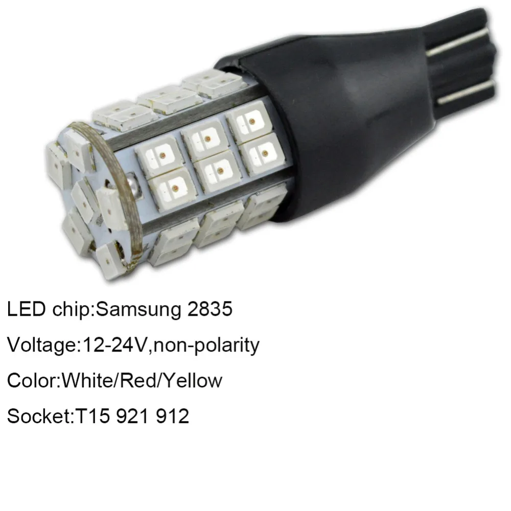 1 шт. AC12V 24V 2835 21smd 3,6 W T15 W16W 921 912 светодиодный Стоянкы Автомобилей автомобиля лампа фонаря заднего хода резервного копирования белый желтый красный