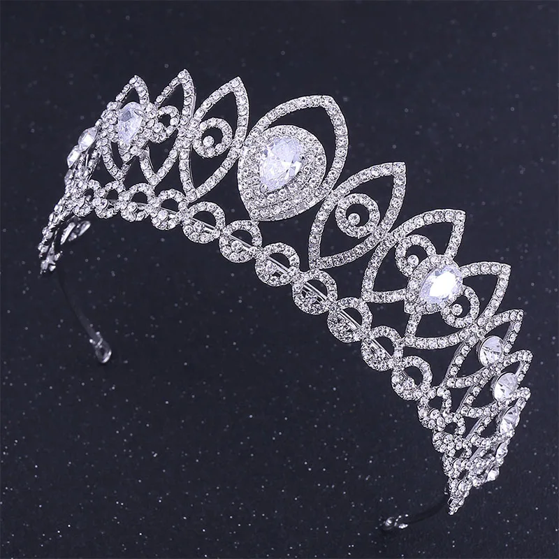 

Silver Alloy Rhinestone Crowns Tiaras de Noiva Large Crystal Headpiece Bridal Hair Jewelry Women Wedding Hair Piece Accessories