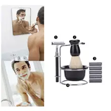 Набор щеток для бритья из нержавеющей стали, подставка для бритья и мыльница, идеально подходит для мужчин 5U0809