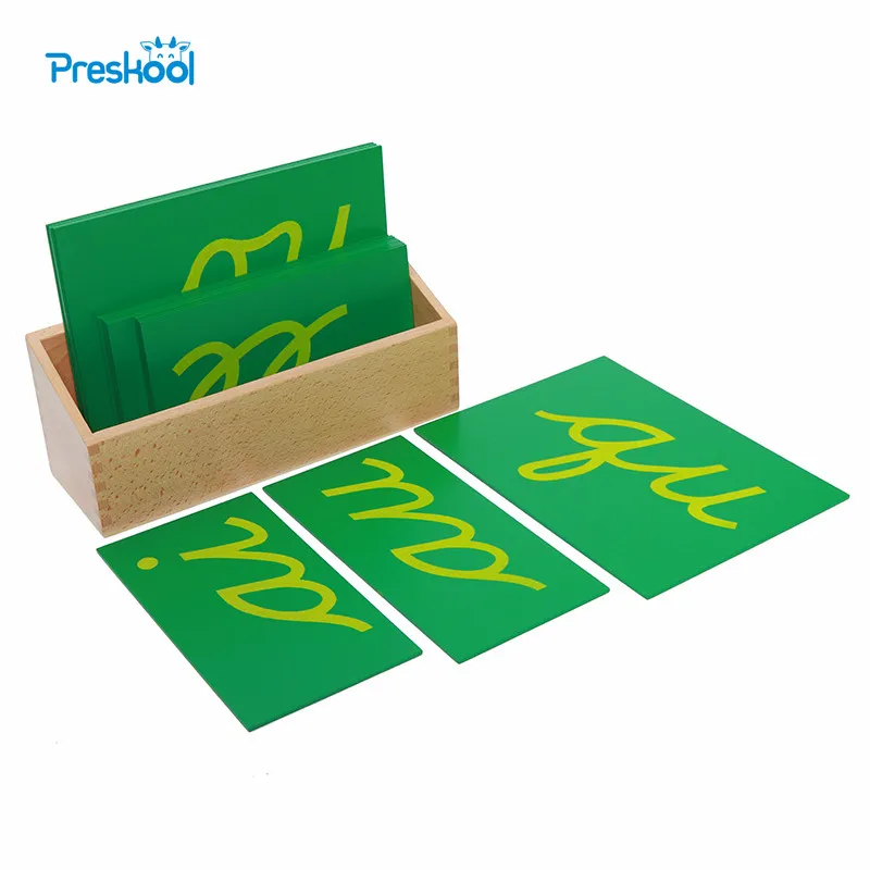  Baby Toy Montessori Sandpaper Double Letters Cursive with Box Early Preschool Brinquedos Juguetes