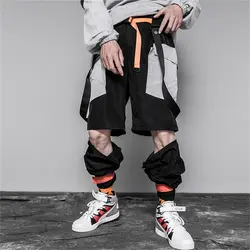 Карго шаровары мужские хип хоп съемные короткие брюки большой карман 2019 мода уличная Harajuku брюки мужские GM150
