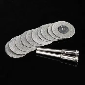 

10pcs 20mm Emery Diamond Coated Saw Blade Set Double Side Cutting Discs with 2 Joint Lever for Dremel Drill Fit Rotary Tool NG4S