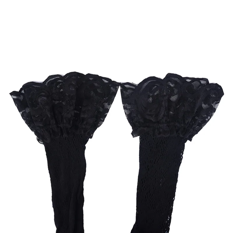 1 пара черный Цветочный принт спать бедра Чулки модные Для женщин кружева сексуальное женское белье Колготки ажурные чулки