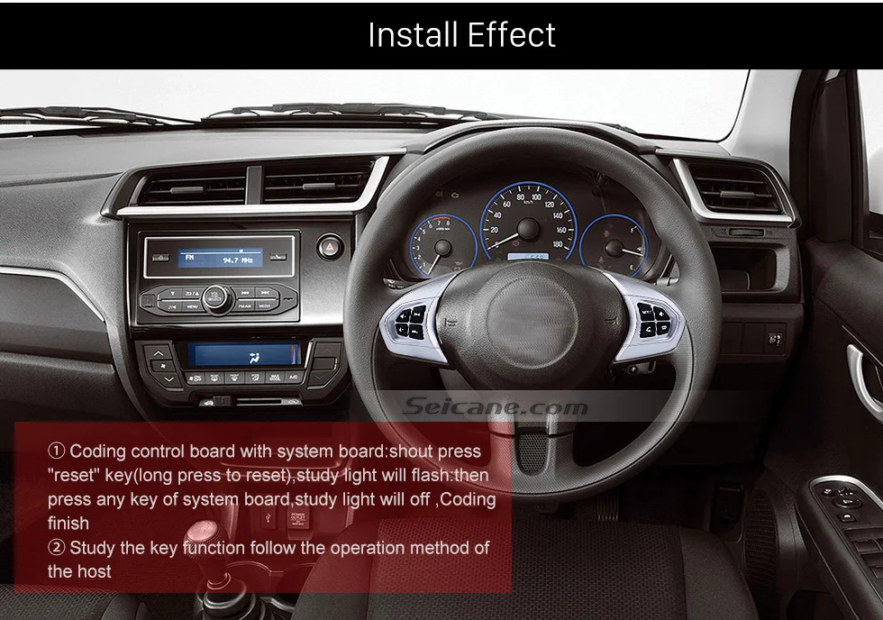 Install Effect Audio Studying Steering Wheel Controller Remote Button Music Player Bluetooth Phone Regulator for HONDA BRIO