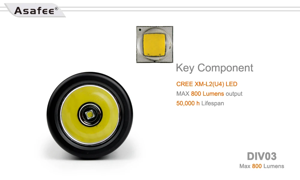 Мини Портативный светодиодный фонарик для подводного плавания, фонарь Cree XM-L L2, светодиодный спасательный костюм для дайвинга DIV03