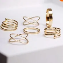2019 bague Unique chaude ensemble Punk Knuckle anneaux pour les femmes bague 6 pièces bague ensemble meilleure vente(China)