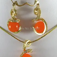 jewe новая желтая инкрустация Кристалл золото ювелирные изделия Южная оранжевая нефрита ожерелье серьги