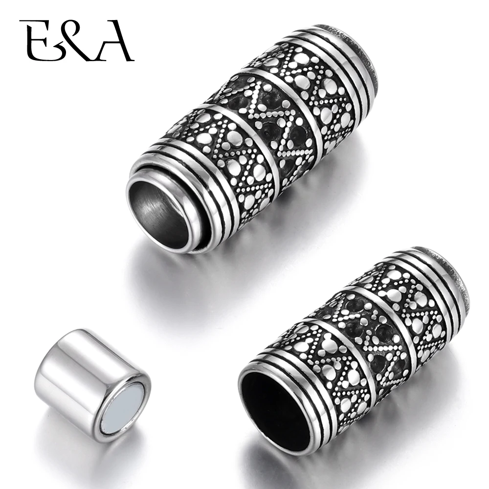 

Stainless Steel Magnetic Clasp Tube with Dot Hole 8mm Leather Cord Clasps Magnet Buckle Bracelet Closure for DIY Jewelry Making