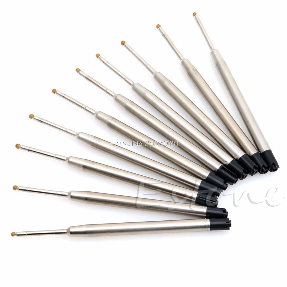 

10Pcs Black Ink Style Standard 1MM Ball Point Pen Refills Medium Nib Universal D14