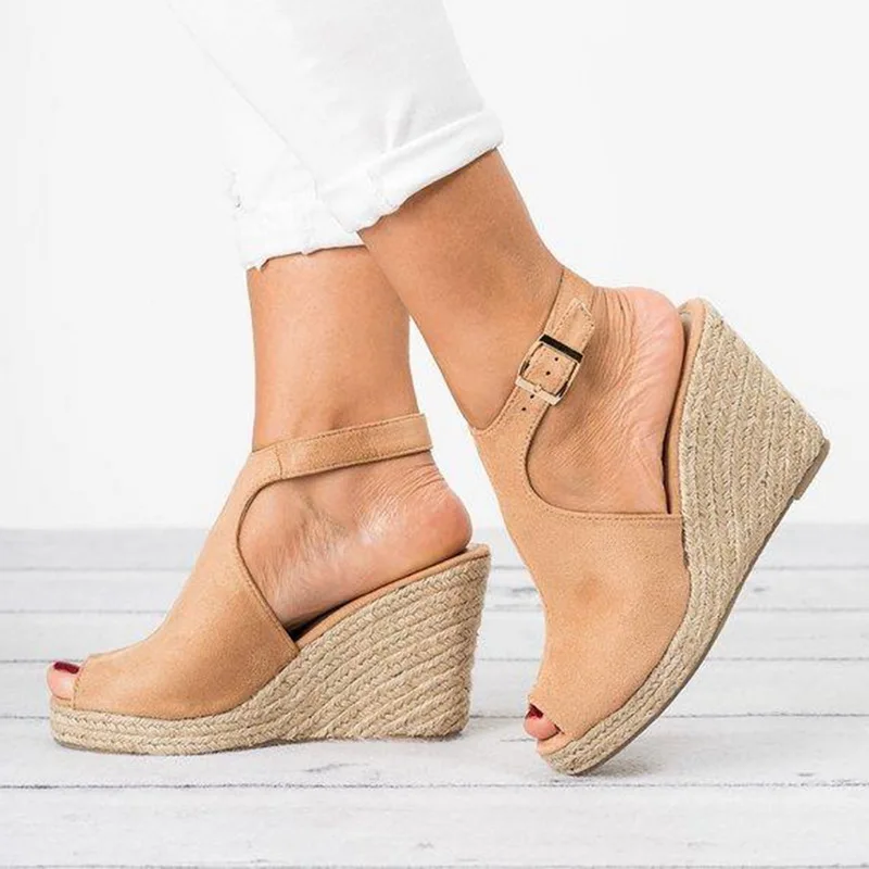 

LOOZYKIT Open Toe Wedge Platform Heel Sandals Women Shoes 2019 Summer Woman Casual Shoes Wedding Pumps Buckle Sandalias Mujer