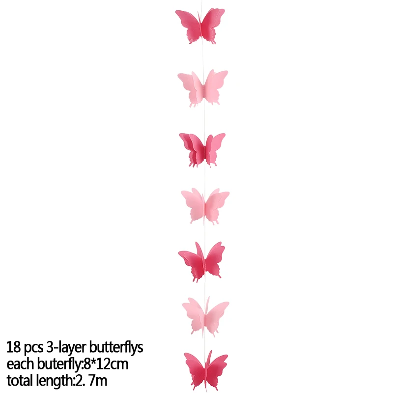 2,7 м, 8 см, бумажная 3D Гирлянда с бабочками, сделай сам, занавеска, цветы для детей, на день рождения, украшение для детской комнаты, Настенный Цветок - Цвет: B02