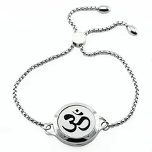 316L нержавеющая сталь браслет для ароматерапии Регулируемый 25 мм магнитный диффузный браслет лотоса для женщин(с 5 подушечками