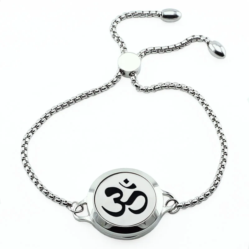 

316L Stainless Steel Aromatherapy Bracelet Adjustable 25mm Magnetic Lotus Diffuse Bracelet for Women (with 5pads)