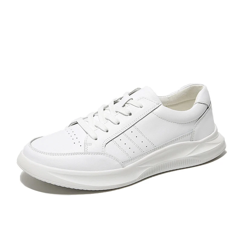 

Quality Real leather white Shoes Men Sneakers Skateboarding shoes men summer breathable Trainers sneakers trend flat male shoes