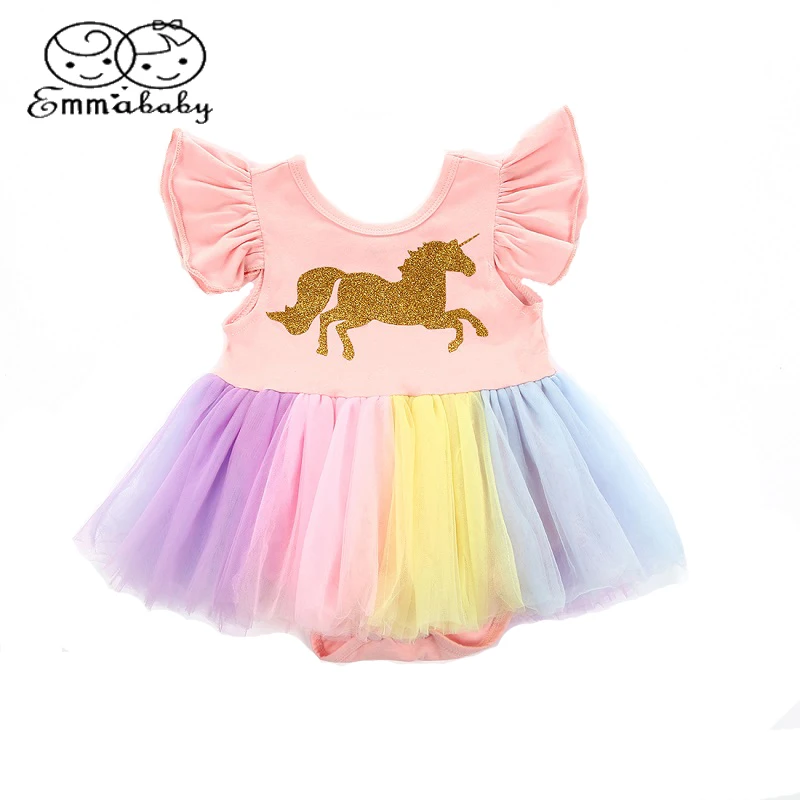 Emmababy милое платье принцессы для новорожденных маленьких девочек с единорогом