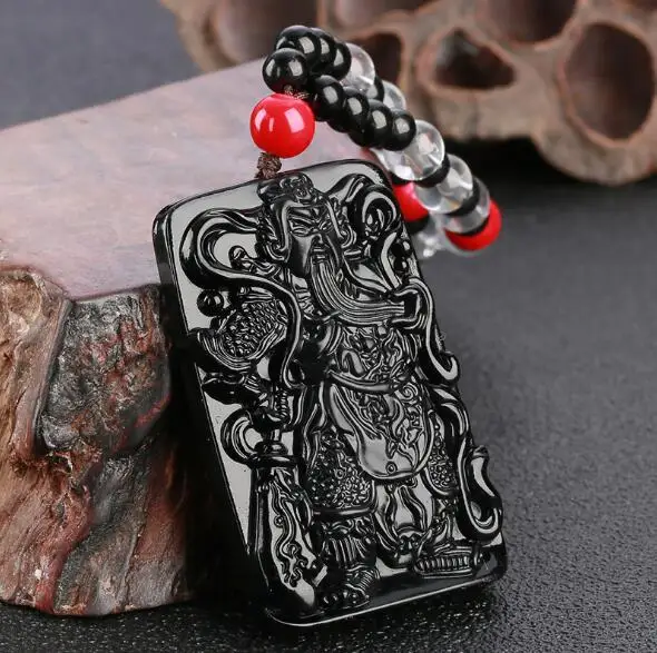 

Drop shipping red bead obsidian square guanzhong square necklace necklace pendant The factory wholesale