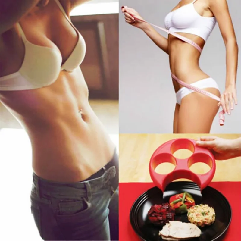 

Healthy Meal Weight Loss Diet Control Plate Red Plastic Bowl Home Tableware Measure