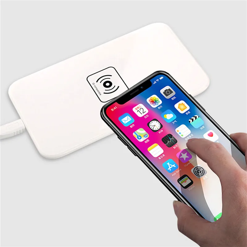 Qi Standard Small Thin Square Wireless Charger Support for iphone 8 8p X Universal Wireless charging pad for Samsung S8 Note8