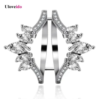 

Uloveido Women's Silver Color Marquise Cut White Cubic Zirconia Double Wedding Band Ring Guard Enhancer Engagement Rings Y445