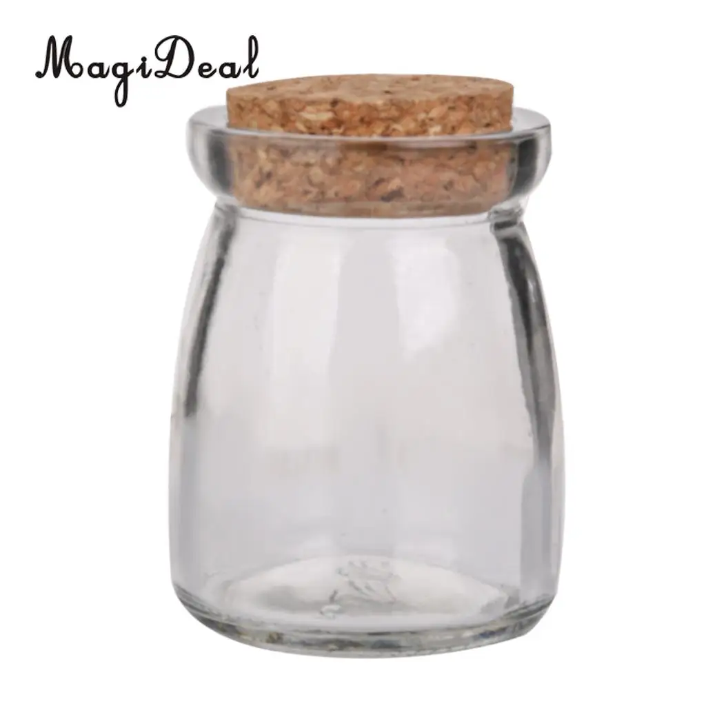 

MagiDeal Mini Round Glass Favor Storage Jars Candy Bottle Containers with Cork Gifts DIY