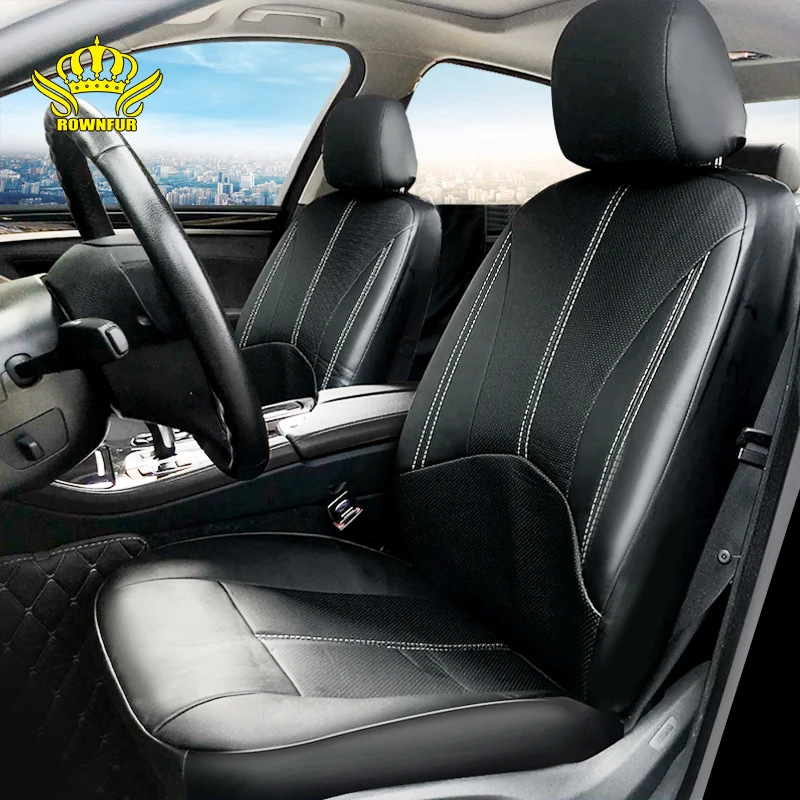 Faux Synthetic Leather Car Seat Covers for Auto Universal Fit Solid Black