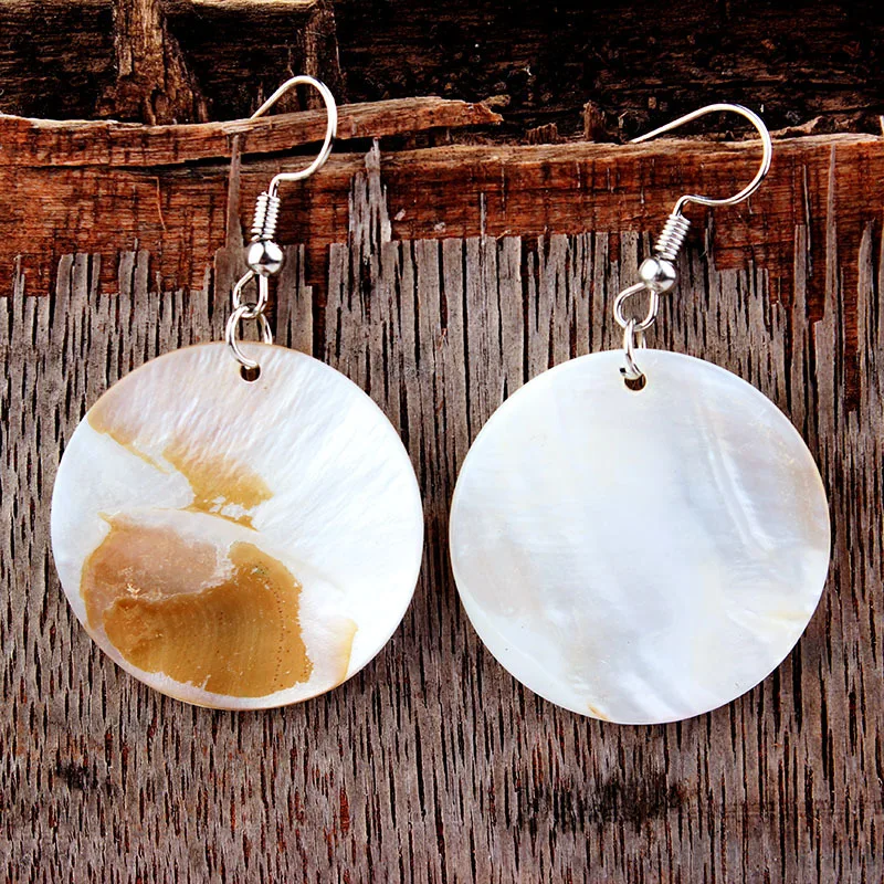 

Fashion Shine Simulated Shell Earring for Women Geometric Circle Cowrie Statement Earrings Bohemian Jewelry