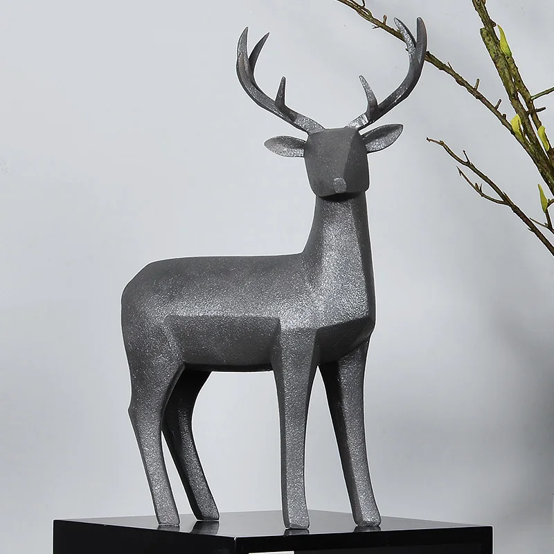 Buy Retro Geometric Pattern Elk Sculpture Resin Animal