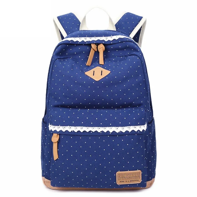 Новые винтажные школьные сумки для девочек-подростков, вместительный школьный портфель женская, холщовая рюкзак с точечной печатью, рюкзак, сумка для книг